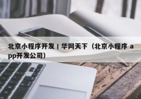 北京小程序开发丨华网天下（北京小程序 app开发公司）